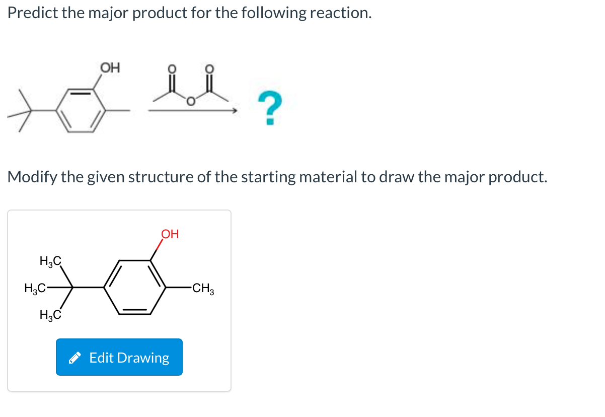 Solved Predict the major product for the following reaction.