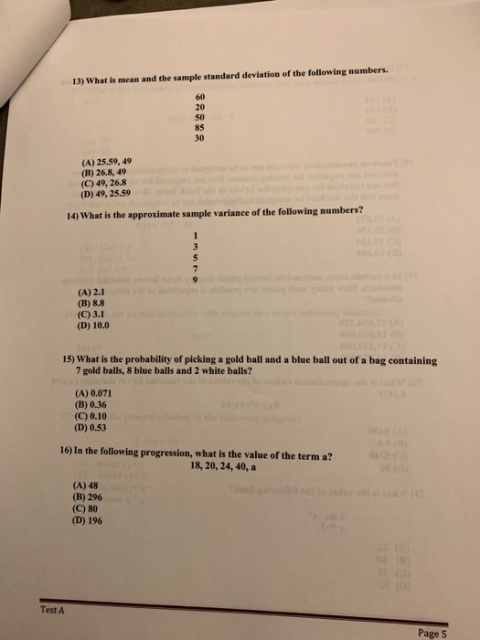 Solved 13) What is mean and the sample standard deviation of | Chegg.com