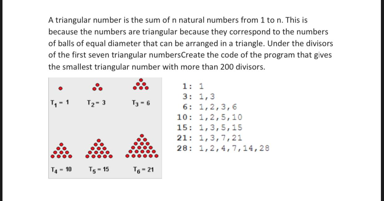 Solved A triangular number is the sum of n natural numbers | Chegg.com