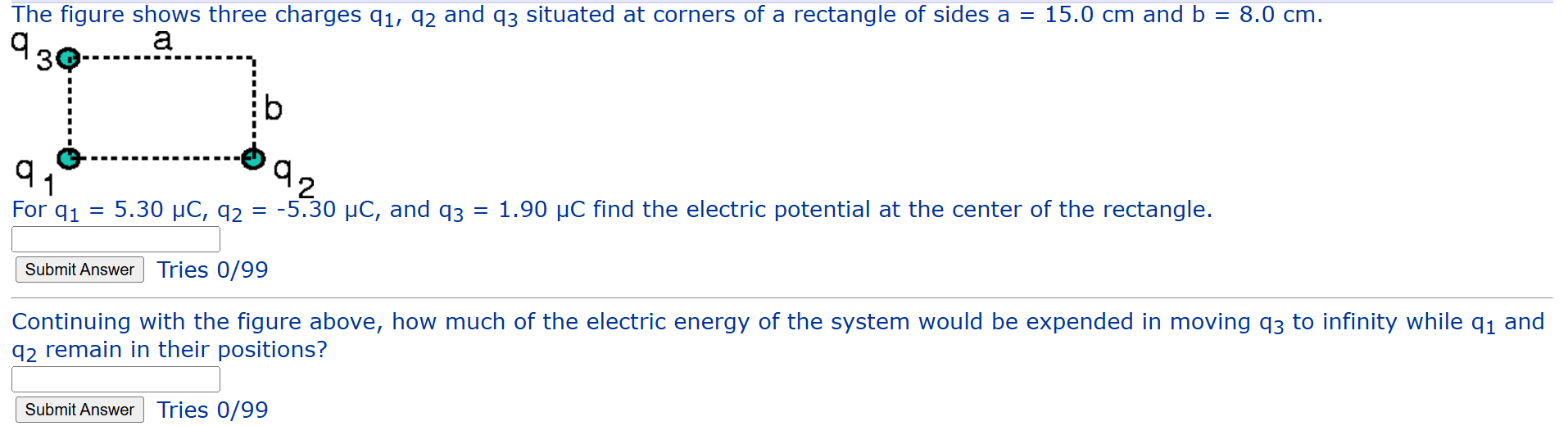 Solved The figure shows three charges q1,q2 ﻿and q3 | Chegg.com