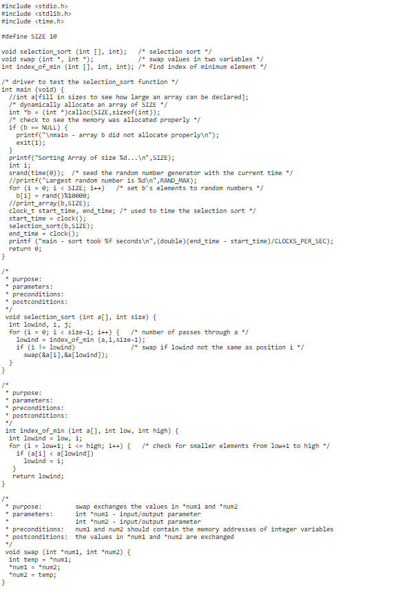 Solved 1. Problem a. Write a program similar to timesort.c | Chegg.com