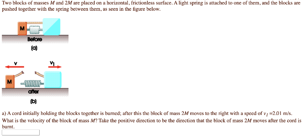Solved Two blocks of masses M and 2M are placed on a | Chegg.com