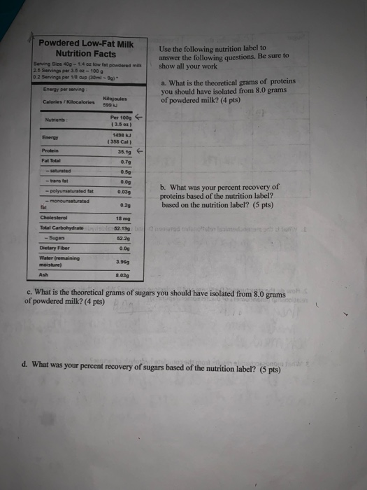 Powdered Milk Nutrition Label - Pensandpieces