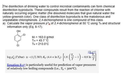 Solved The Disinfection Of Drinking Water To Control