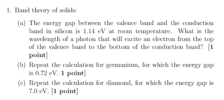 Solved 1. Band theory of solids: (a) The energy gap between | Chegg.com