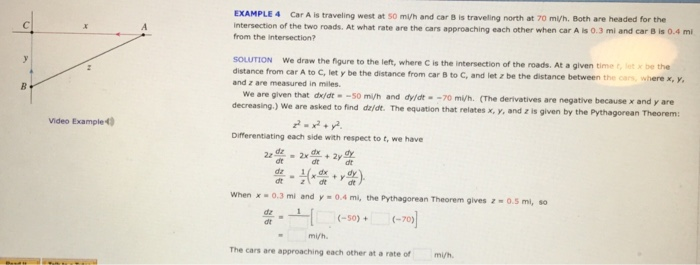 Solved EXAMPLE 4 Car A is traveling west at 50 m h and car B