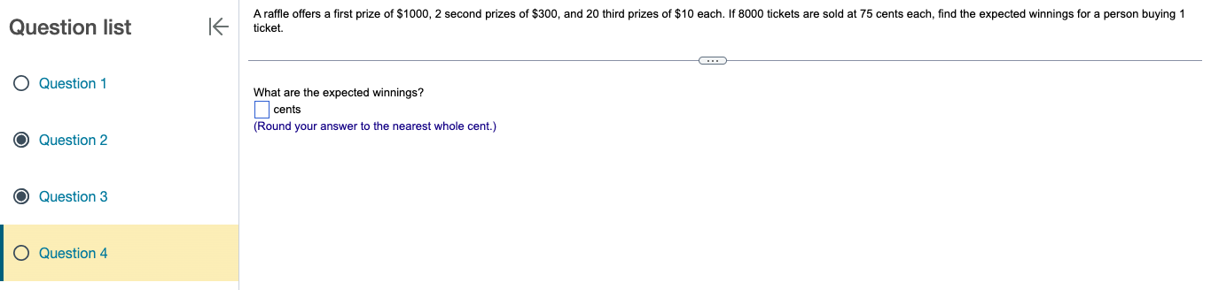 Solved Question list A raffle offers a first prize of | Chegg.com