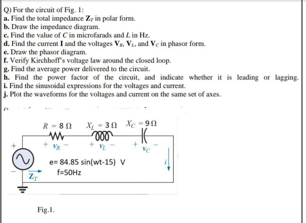 Solved Q) For the circuit of Fig. 1: a. Find the total | Chegg.com