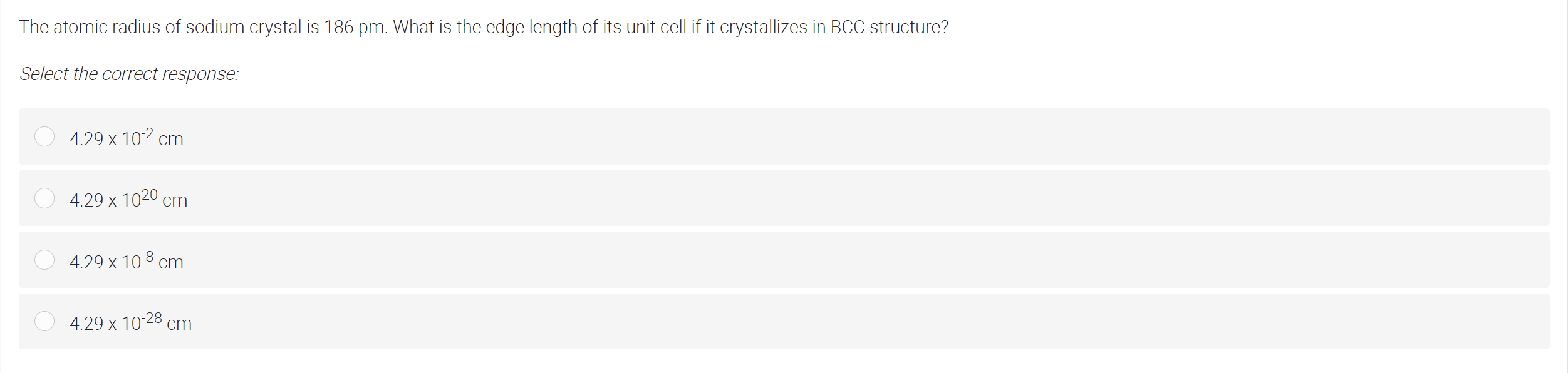 Solved The atomic radius of sodium crystal is 186 pm. What | Chegg.com