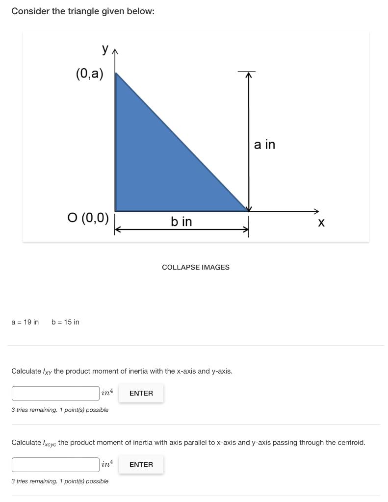 Solved Consider the triangle given below: COLLAPSE IMAGES | Chegg.com