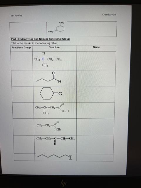 Solved Part Iil: Identifvine and Namine Functional Group | Chegg.com