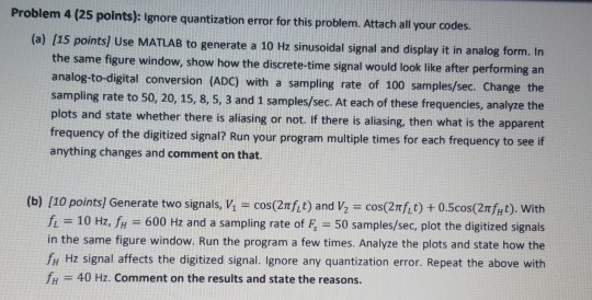 Solved Problem 4 (25 points): ignore quantization error for | Chegg.com