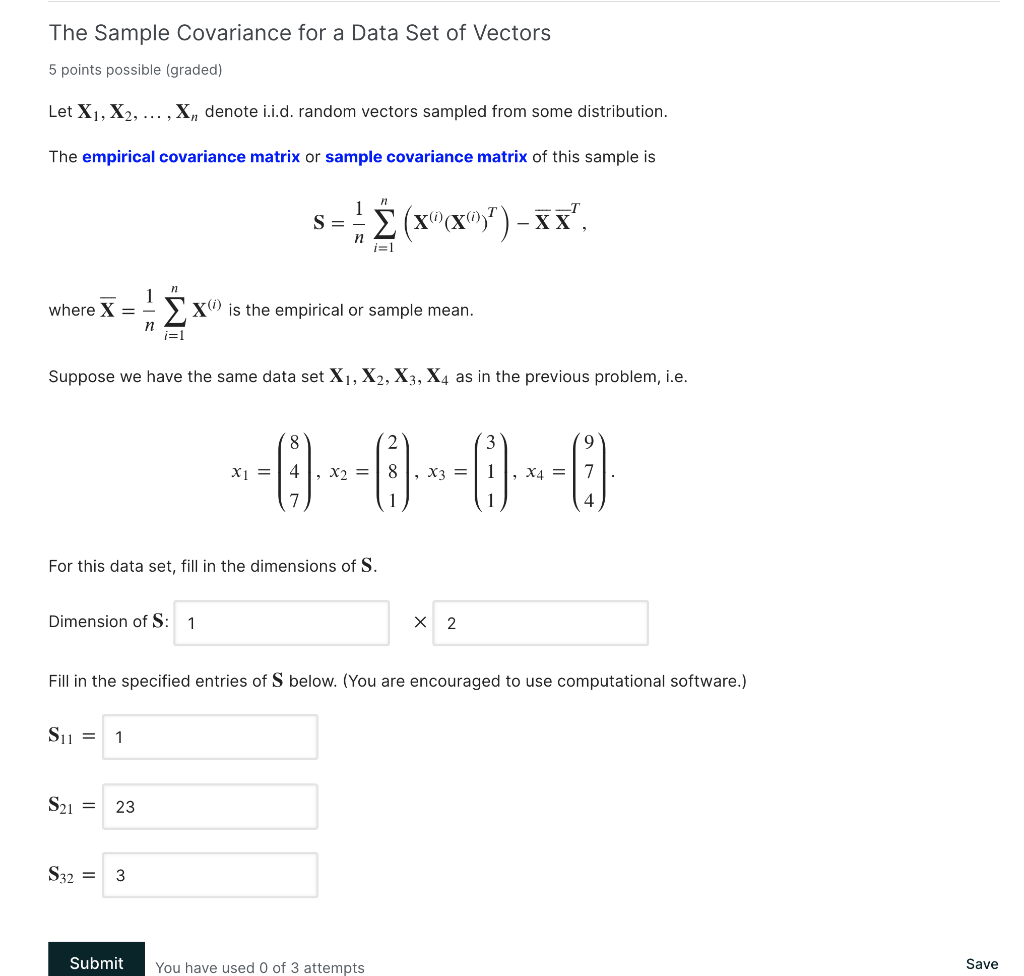 solved-the-sample-covariance-for-a-data-set-of-vectors-5-chegg