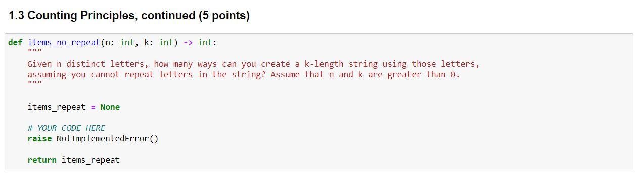Solved [python/ statistic] - Given n distinct letters, | Chegg.com