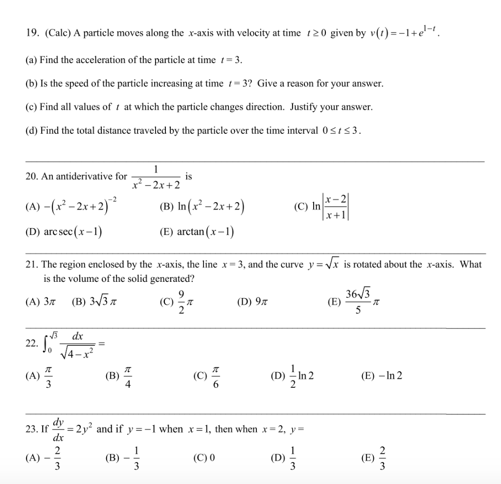 Solved 19. (Calc) A particle moves along the x-axis with | Chegg.com