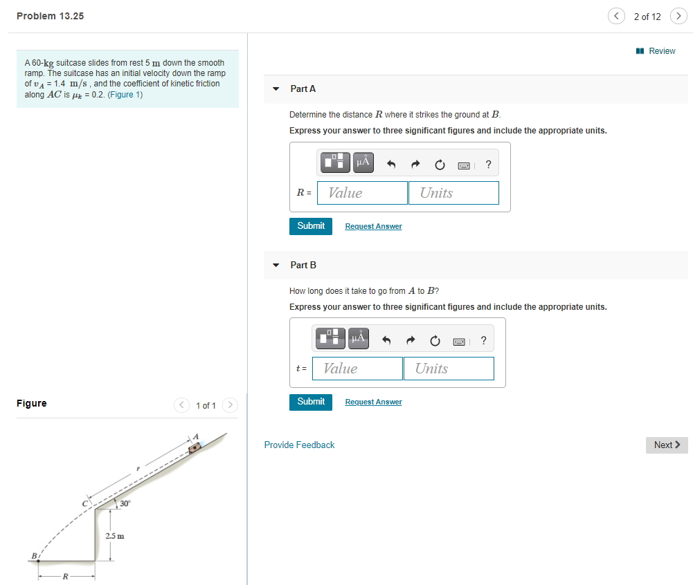 Solved Problem 13.25 2 of 12 Review A 60-kg suitcase slides | Chegg.com