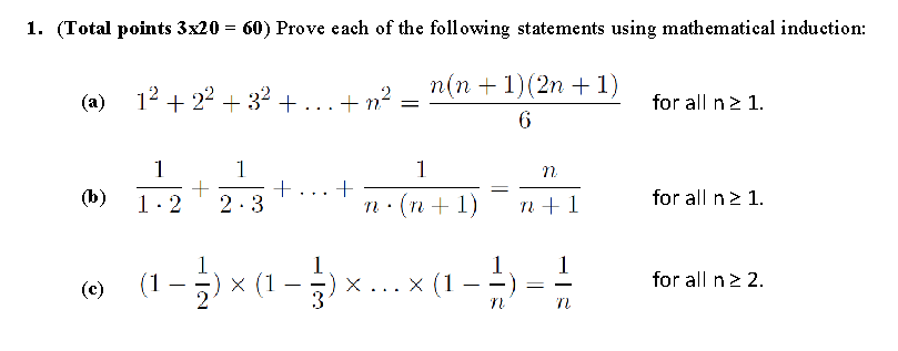 Solved Total points 3×20=60 ﻿Prove each of ﻿the following | Chegg.com