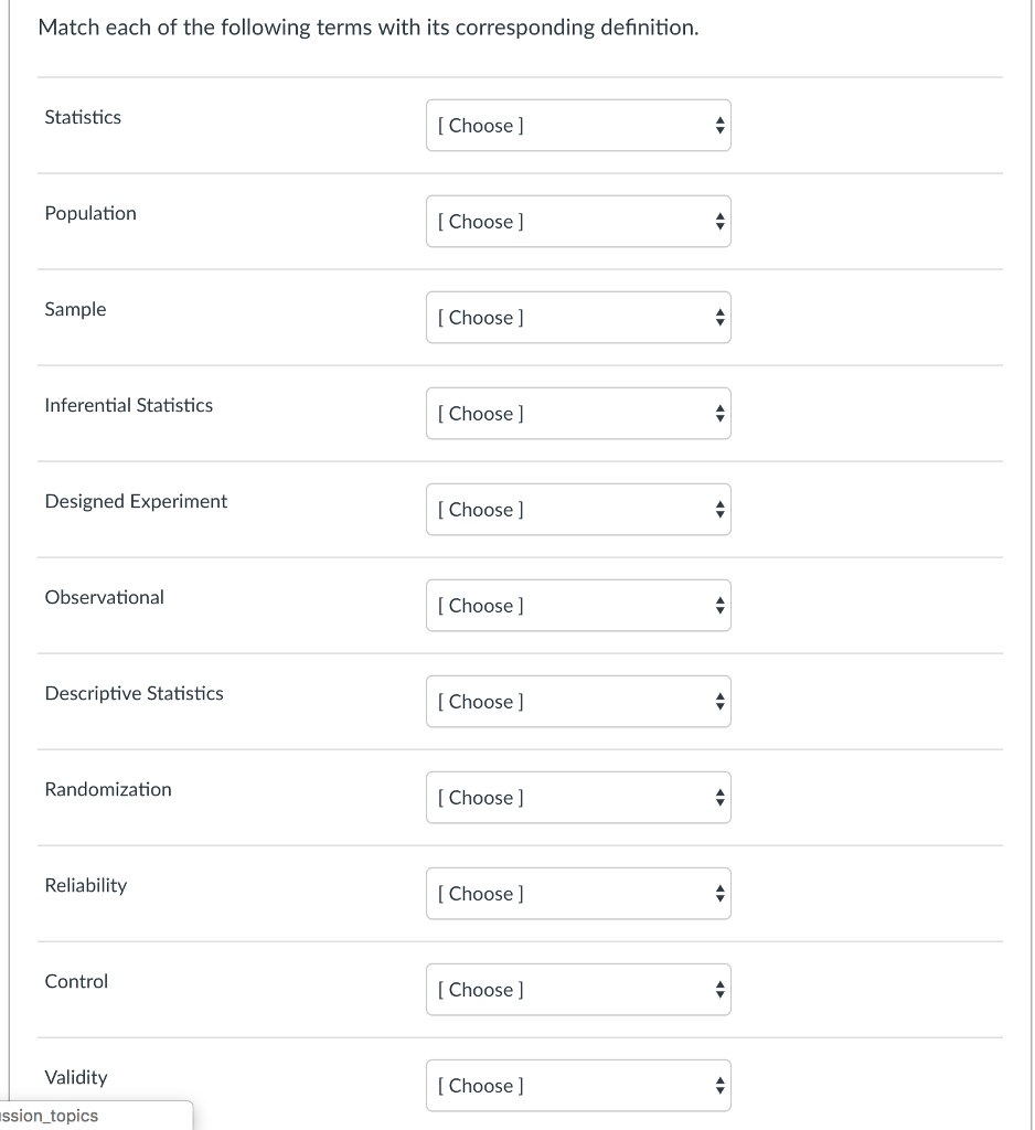 Solved Match Each Of The Following Terms With Its Chegg