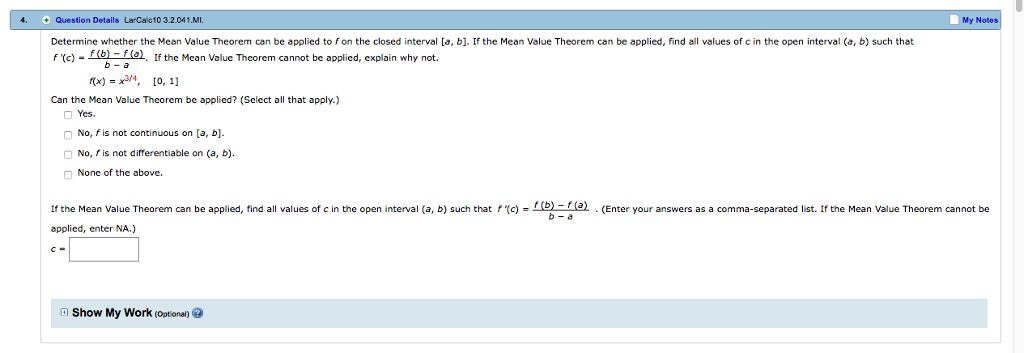 Solved My Notes 4. Question Details LarCalc10 3.2.041.MI | Chegg.com