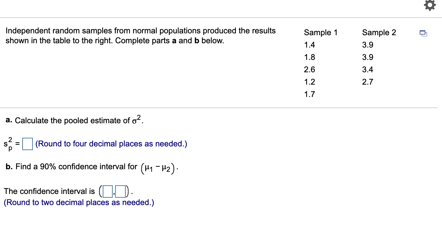 Solved 아 Independent random samples from normal populations | Chegg.com