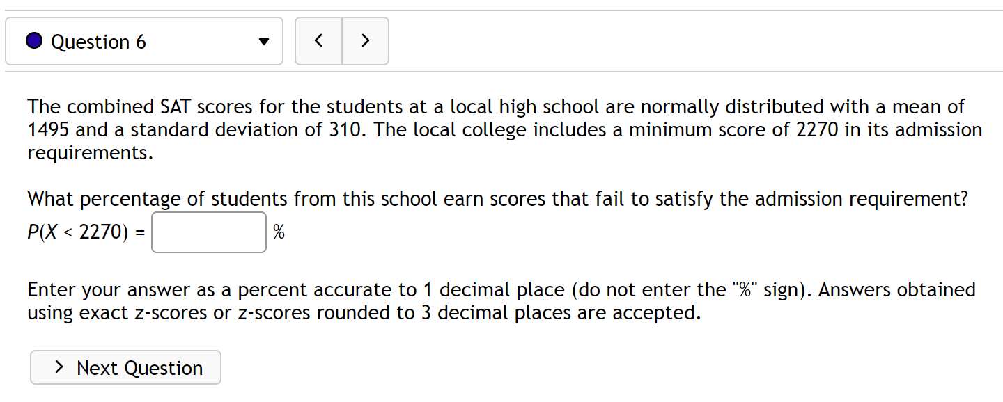 Solved The combined SAT scores for the students at a local