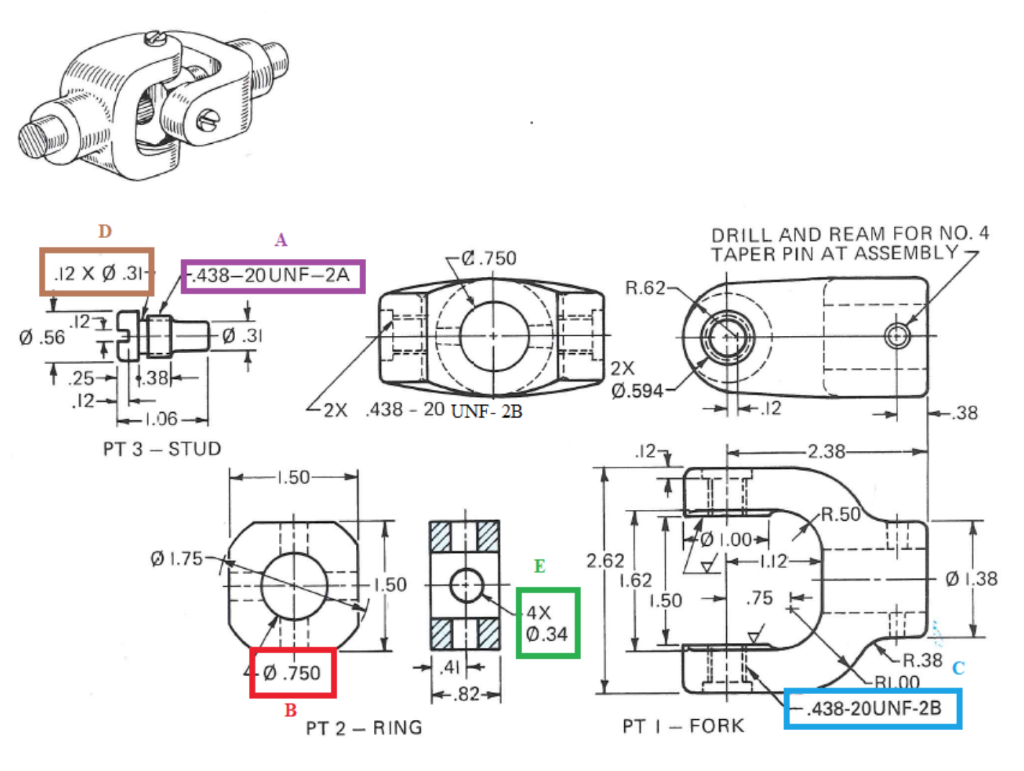 Solved 1. Identify the number of different parts dimensioned