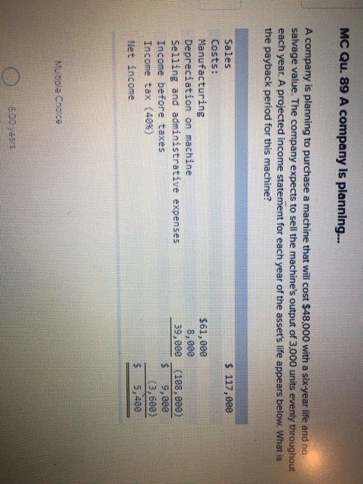 Solved Mc Qu 89 A Company Ls Planning A Company Is