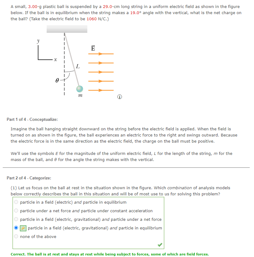 Solved A small, 3.00g plastic ball is suspended by a