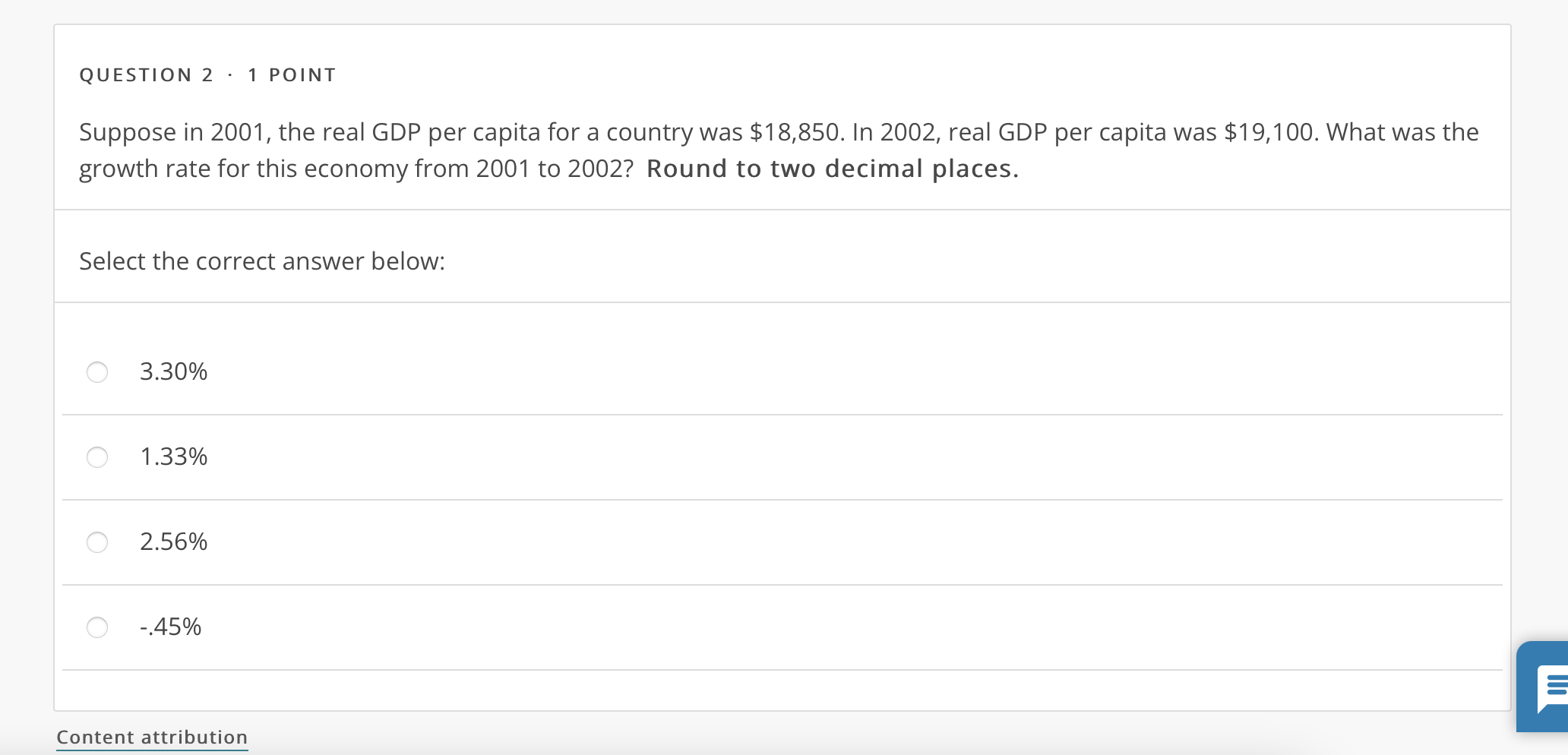 Solved QUESTION 2⋅1 POINT Suppose In 2001 , The Real GDP Per | Chegg.com