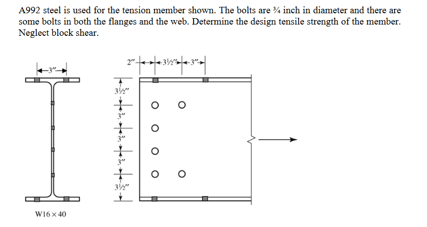 Solved A992 steel is used for the tension member shown. The | Chegg.com