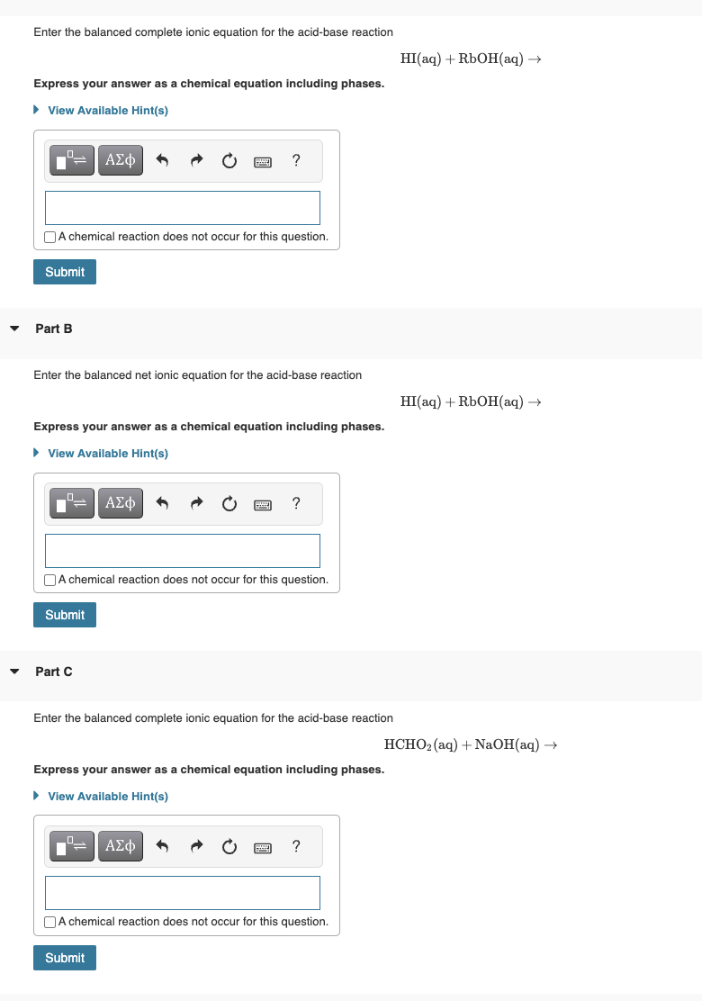 Solved Enter the balanced complete ionic equation for the | Chegg.com