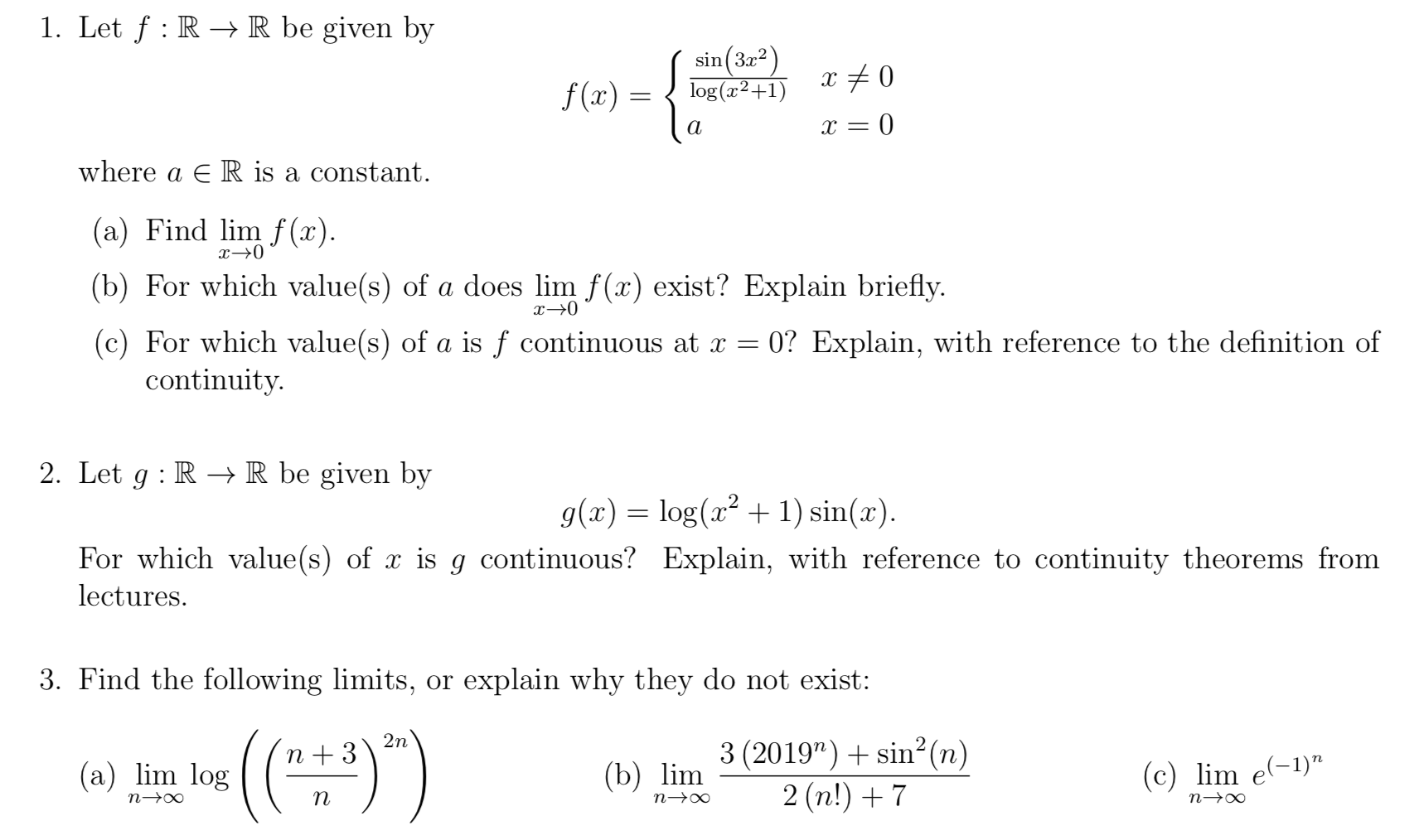 Solved 1 Let F R → R Be Given By Sin 3x2 F X