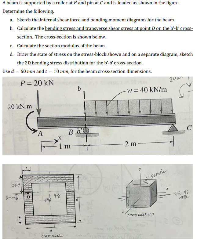 Solved A Beam Is Supported By A Roller At B And Pin At C And | Chegg.com