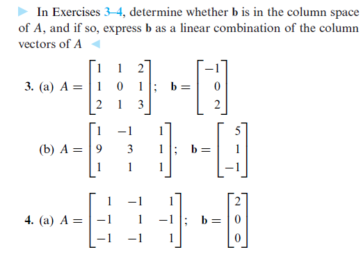 Solved In Exercises 3 4 determine whether b is in the Chegg