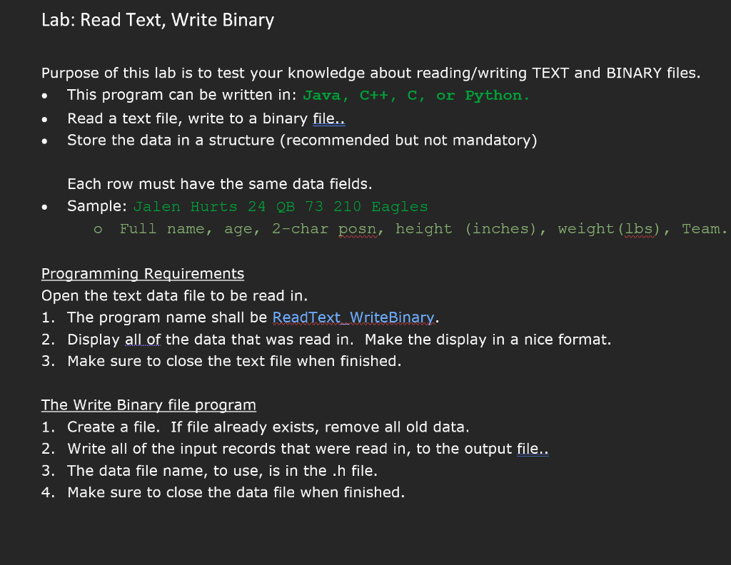 Solved We Are Required To Read A Text File Containing | Chegg.com