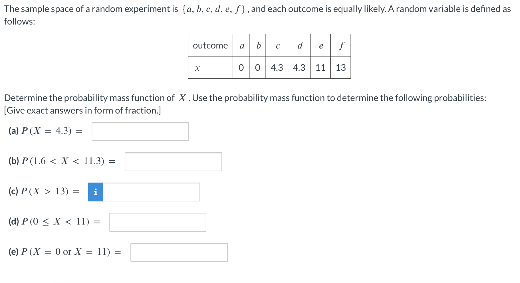 Solved The Sample Space Of A Random Experiment Is | Chegg.com