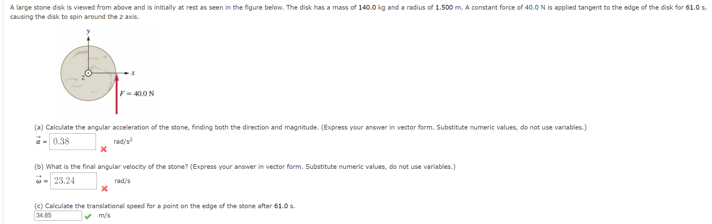 [solved]: Causing The Disk To Spin Around The ( Z ) Axis