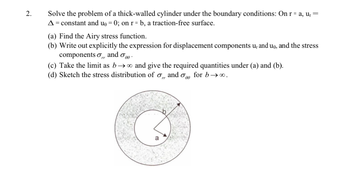 Solved Solve the problem of a thick-walled cylinder under | Chegg.com