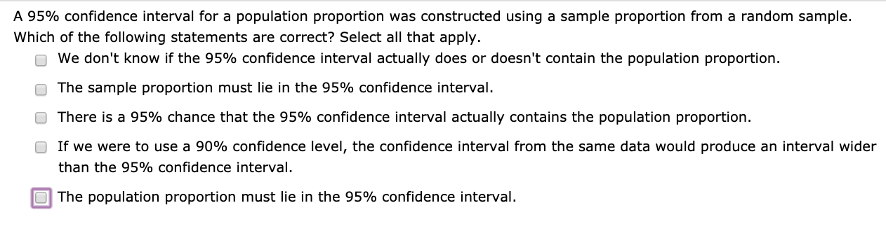 Solved A 95 Confidence Interval For A Population Proportion Chegg Com