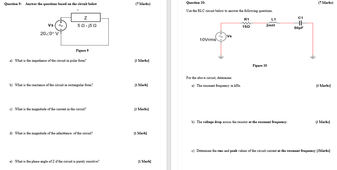 Solved Question 9: Answer the questions based on the circuit | Chegg.com