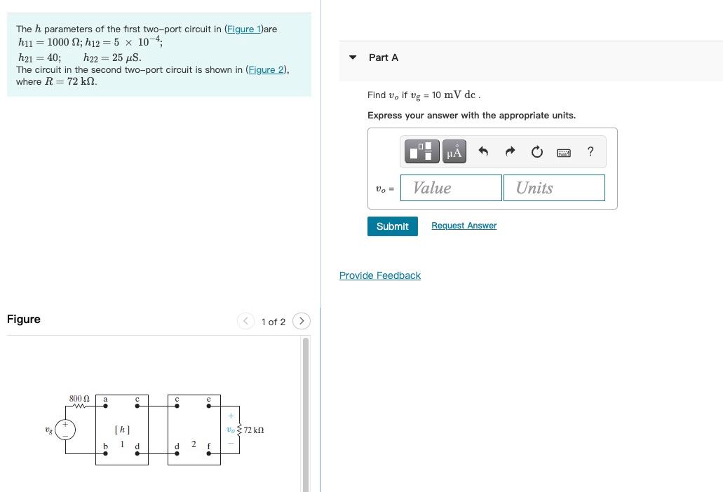 Solved The H Parameters Of The First Two-port Circuit In | Chegg.com