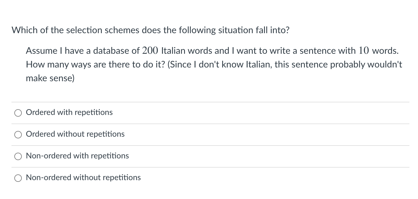 Solved Which of the selection schemes does the following | Chegg.com