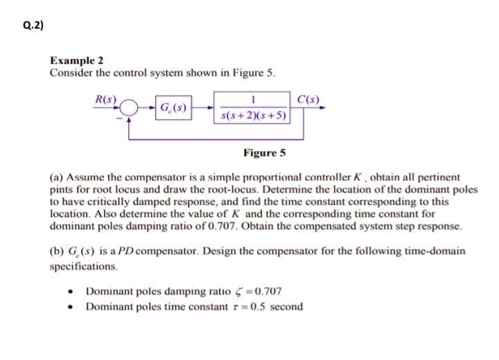 Solved Q.2) Example 2 Consider The Control System Shown In | Chegg.com