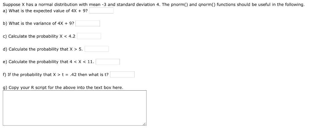 Solved Suppose X has a normal distribution with mean -3 and | Chegg.com