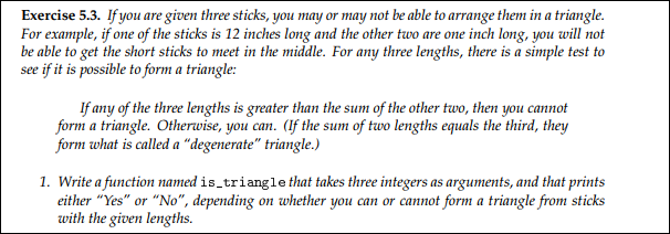 Sticks Triangle Problem Solved Exercise 5.3. If you are given three sticks, you may | Chegg.com