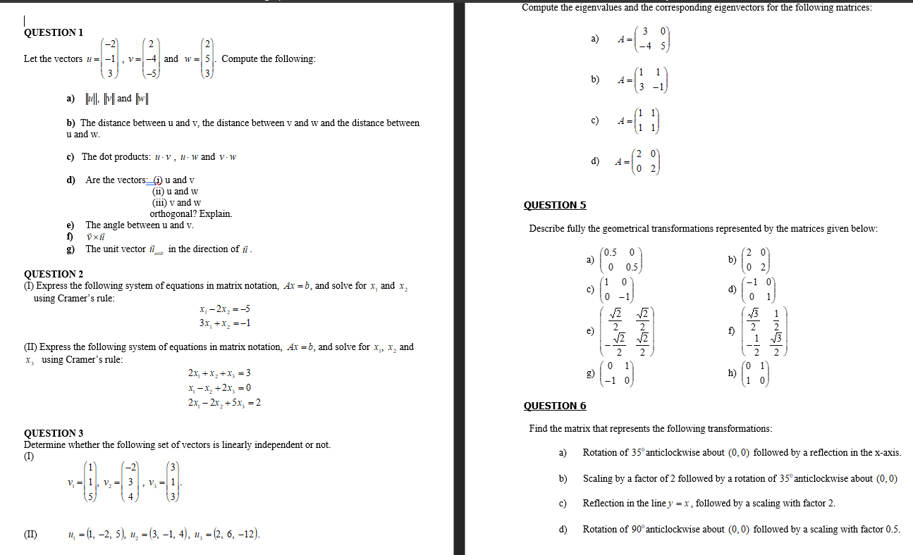 Solved Compute The Eigenvalues And The Corresponding | Chegg.com