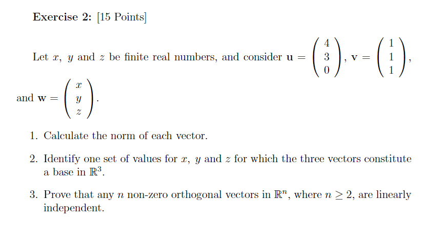 Solved Exercise 2: [15 Points] Let x, y and z be finite real | Chegg.com