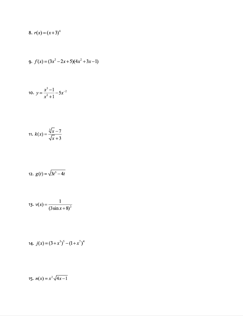 Solved Math 23 Derivative Skill Check Review Find The Chegg Com