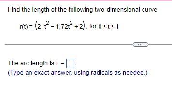 Solved Find the length of the following two-dimensional | Chegg.com