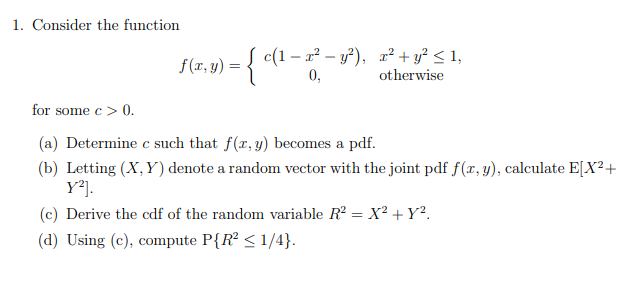 Solved 1. Consider the function 1 y², + y2